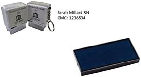 Replacement Ink Pads -E10 Twin Pack - Black Ink for Colop - Nurses/Midwife/Doctors Stamp - Supplied with Handy Key Ring - Self Inking Personalised (2/3 Lines) 9mm x 25mm