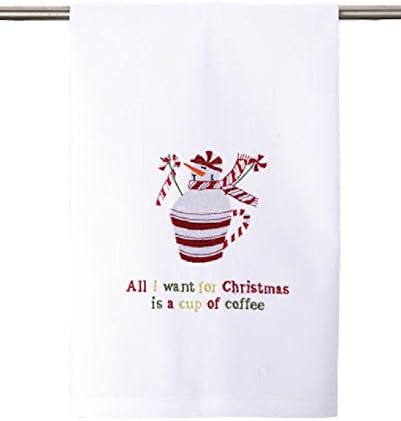 All I Want for Christmas is a Cup of Coffee Cotton Kitchen Dish Towel, 16 Inch X 25 Inch