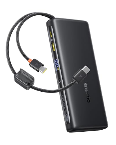 Baseus FC41 145W CCC Certified Laptop Powerbank PD3.1 Quick Charge, 25000mAh Power Bank with 2 Integrated USB-C Cables, External Battery for MacBook Pro, iPhone, iPad, Samsung, Black