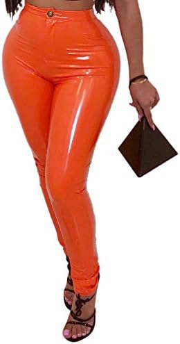 Orange faux leather pants Clearance