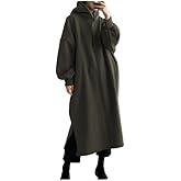 Long Sleeve Hooded Sweatshirt Maxi Dress for Women Fleece Side Split Hem Baggy Pullover Hoodies Dresses with Pockets