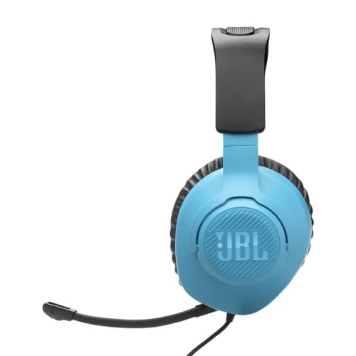 Quantum 100N, auriculares para gaming con cable y micrófono extraíble, JBL QuantumSOUND Signature, compatibles con múltiples plataformas y Windows Sonic Spatial Sound, azul y rojo