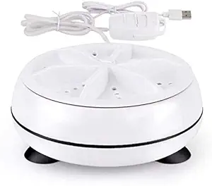 K&KP Portable Mini Washing Machine, Rotating Ultrasonic Turbine Clothes Automatic Washer with USB Cable Convenient for Travel Camping Home Dormitory Business Trip (White)