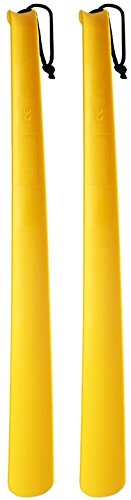 A Set of Two Extra Long Handled Shoe Horn with Curved Handle and Hang Up Strap (24 inches)
