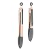 COOK WITH COLOR Stainless Steel Silicone Tipped Kitchen Food BBQ and Cooking Tongs Set of Two 9” and 12” for Non Stick Cookware, BPA Fee, Stylish, Sturdy, Locking, Grill Tongs, Rose Gold and Gray