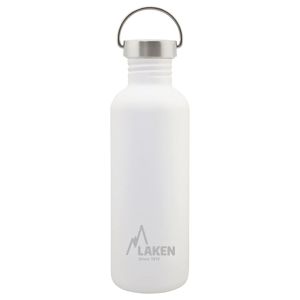 LAKEN Unisex - Adult Heavy Duty Stainless Steel Bottle 1 Litre White with Vintage Lid 1