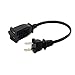 TekiT 4.92ft/1.5m US Power Extension Cable - 2-Prong Male/Female, 10A/125V, USA Outlet Saver with 2 Outlets for NEMA 5-15P to NEMA 5-15R