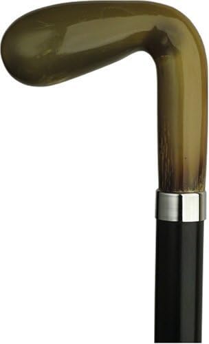 Men Golf Cane Black Ebony, Horn Handle -Affordable Gift! Item #DHAR-10600 by King Of Canes