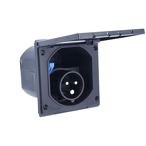 as - Schwabe Camping CEE Caravan Power Plug - 230V / 16A Outdoor Mounted Plug with Hinged Lid - 3-Pin Plug for Caravan - Outdoor Use - IP44 - Made in Germany - Black I 61493