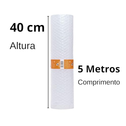 Plástico Bolha Bobina 40cm X 5 Metros Resistente 40 Micras Branco Rolo Papel Bolha Mudanca Plastico Bolhas Grande 5m Proteção