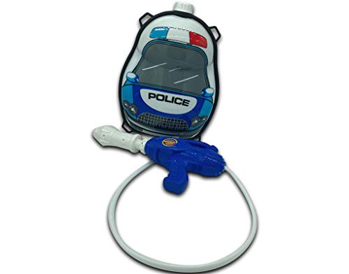 Backpack Water Squirt Gun | Squirts up to 30 ft. | Larger Fill Tanks for Unlimited Outdoor Summer Fun | Big Toy Water Cannon Blasters For Kids & Adults | Policeman Watergun Design