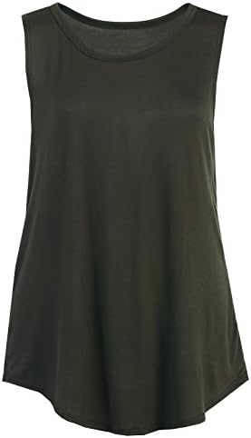 Flowy Relaxed Cool Loose Fit Tank Tops: Workout Rayon Knit Jersey Regular and Plus Size Olive XL