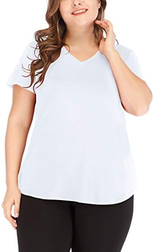 liher Women's Plus Size Tops Casual V Neck Short Sleeve Summer T Shirts 1X-5X