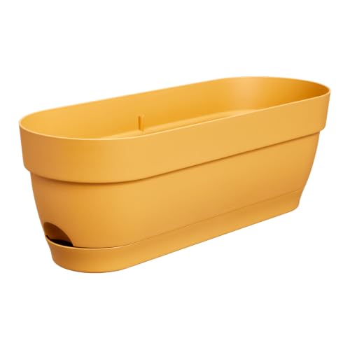 elho Vibia Campana Trough 50 - Planter for Balcony - Ø 49.0 x H 17.0 cm - Yellow/Honey Yellow