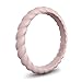 Enso Rings Stackable Braided Silicone Wedding Ring – Hypoallergenic Unisex Stackable Wedding Band – Comfortable Minimalist Band – 2.5mm Wide, .8mm Thick (Pink Sand, Size 4)