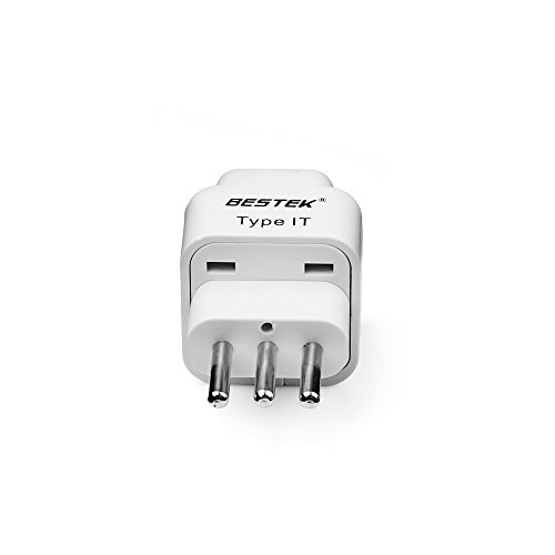 BESTEK Grounded Type L Plug Adapter Travel Plug USA to Italy 3 Prong