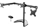 HUANUO Triple Monitor Stand - Free Standing Fully Adjustable Monitor Desk Mount - Tilts, Swivels, Rotates - Fits 3 LCD LED OLED Screens 13-24 Inches in Size, Each Arm Holds up to 22lbs