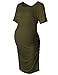 Women's Bodycon Maternity Dress Casual Short Sleeve Ruched Sides Knee Length Pregnant Dresses Green M