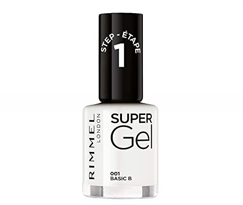 Rimmel Super Gel, 001 Basic B , Long-Lasting Nail Polish, Glazed Finish, Easy Application, Gel-like Manicure, Chip Resistant, Clean Formula, 12ml