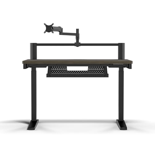 Platform:4 Elevate – 120 cm x 76 cm, Altura Ajustable, Escritorio Electrico de Pie para Juegos de Oficina, Preajustes Memoria, Brazo para Monitor Incluido – Tinte Nogal Oscuro