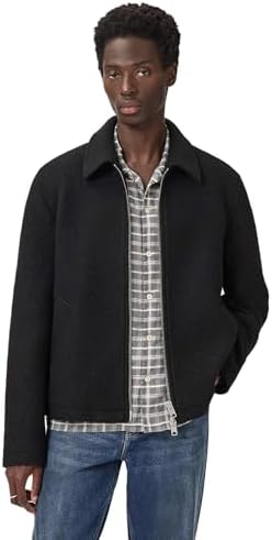 Calvin Klein Men's Wool Bomber Jacket With Knit Trim Charcoal Grey