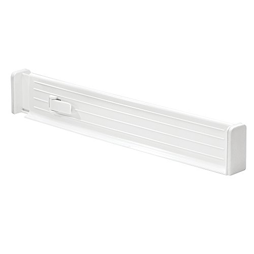 mDesign Adjustable, Expandable Drawer Organizer/Divider - Foam Ends, Strong Secure Hold, Locks in Place - for Bedroom, Bathroom, Closet, Office, Kitchen Drawer Storage - 2.5" - Pack of 4, White