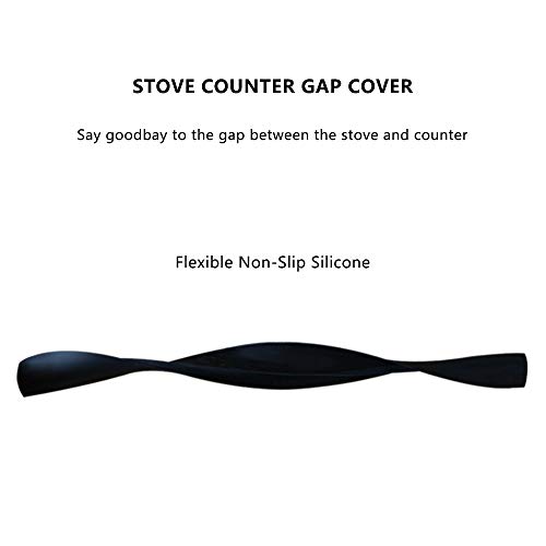 Silicone Stove Counter Gap Cover, 21" Large Oven Liner Easy Clean Heat Resistant 2 Pack Seals Spill Guard for Kitchen Stovetop, Washer, Dryer, Washing Machine (Black) - Thumbnail 2