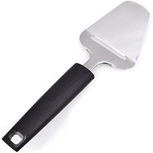 9" Cheese Slicer/Server (POLISHED STAINLESS STEEL) Soft Ergonomic Handle - Easily Slice Hard or Soft Cheese