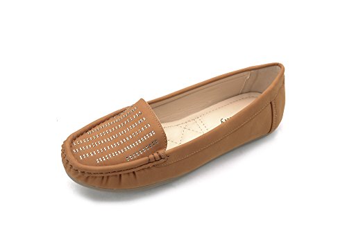 Mlia Lady Womens Casual Slip On Loafer Moccasins Flats Driving & Walking Shoes Zenobia Camel 10