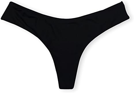 Women's V Cheeky Bikini Bottom,Hipster T-Back Ladies Swimsuit(Black-M)