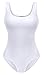 SUNRO Women's Sexy Scoop Neck Bodysuits Jumpsuits (White, Medium)