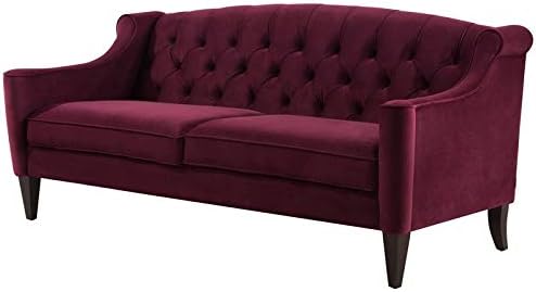 Brika Home Upholstered Button Tufted Sofa in Burgundy