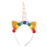 Unicorn Headband Horn Ears Cute Fluffy Flower Women Girls Baby Birthday Party Cosplay