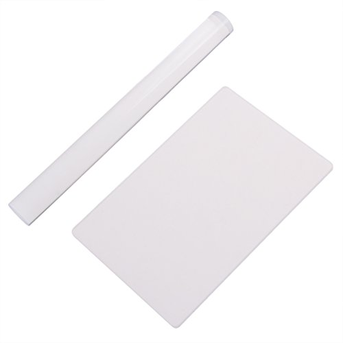 Acrylic Clay Roller Set Kit Solid Cylinder Roller with Square and Rectangle Acrylic Sheet Backing Boards Essential Modelling Clay Tools 2Pcs (Transparent)