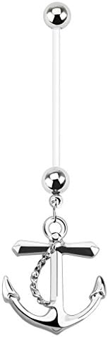 Anchor Dangle Bio Flex Pregnancy Navel Ring Body Jewelry