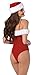 Dreamgirl Women's Santa Themed Velvet Teddy Bodysuit, Ruby, Large