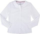 French Toast School Uniform Girls Long Sleeve Modern Peter Pan Blouse, White, 6