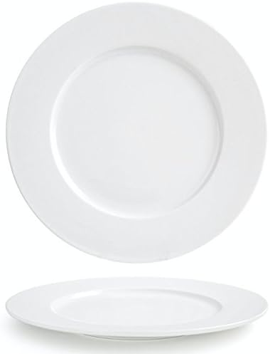 Hikari 11 Inch Large White Porcelain Round Plates, Commercial Quality Super Heavy Duty Chip Resistant Plates - Set of 6