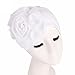 Botrong Women Ladies Retro Big Flowers Hat Turban Brim Hat Cap Pile Cap (White)