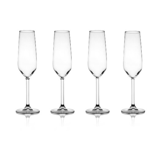 Fitz and Floyd 229319-4CHFF Chateau 6.4 Ounce Champagne Flute Glasses-Set of 4, 2x2x8, Clear