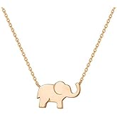 FANCIME Lucky Elephant Necklace 925 Sterling Silver High Polished Cute Mini Small Lucky Elephant Family Dainty Pendant Necklace Birthday Gifts For Women, 16" + 2" Extender