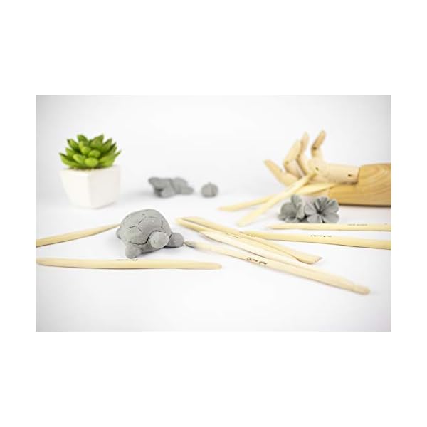Mont Marte Modellier-Werkzeug aus Holz â 10 Doppelseitige Sculpting Werkzeuge in verschiedenen Formen â Ideal fÃ¼r das Bearbeiten von Ton – Bild 3