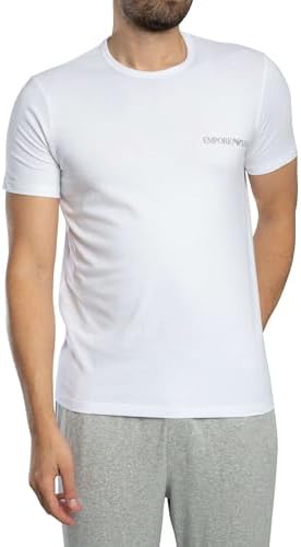 2-Pack Crew Neck T-Shirt, Blanco/Negro, M Hombre