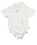 RuggedButts® Infant / Toddler Boys White Dobby Short Sleeve Button Up Bodysuit