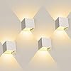 ledmo 4 stuks LED Wandlamp wit, 12W muurlampen binnen 3000k warm licht, IP65 waterdichte buitenwandlamp met instelbare…