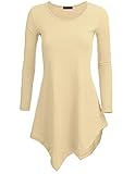 Niceclo Women's Long Sleeve Crewneck Handkerchief Hem Tunic Top