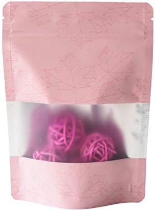 100 PCS Reclosable Mylar Foil Ziplock Bags Heavy Duty Stand Up Food Pouches Bags With Matte Window Bulk Food Storage Coffee Candy Zipper Bags (Pink, 13x18cm (5.1x7"))