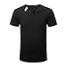 Aiyino Mens Summer Casual V-Neck Button Cuffs Cardigan Short Sleeve T-Shirts L Black