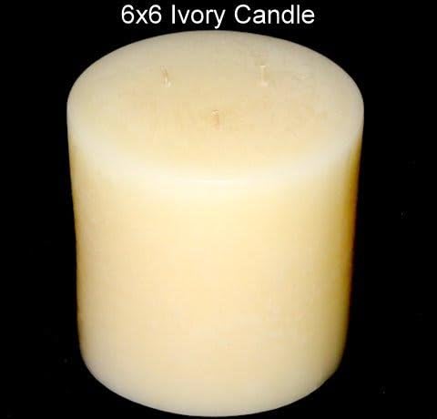 Pillar Candle - Ivory, 6x6, Unscented, Hand Poured (3 wick)