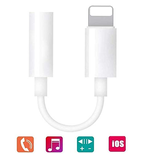 (Apple MFi Certified) iPhone Headphone Adapter, Lightning to 3.5mm Headphone Jack Adapter, Strong Built Clear and Crisp Audio Compatible iPhone 11/XS/XR/X/8/7 Support iOS 12 & Music Control & Calling